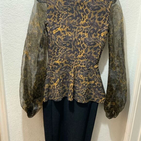 New Chiara Boni La Petite Robe Hasana Sheer-Sleeve Peplum Dress 6/40 Italy $750 - Picture 8 of 14